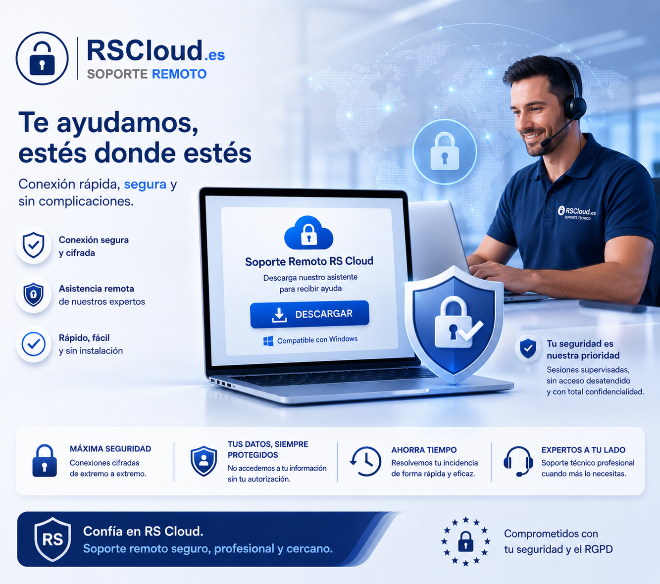 Soporte remoto RS Cloud, sesion supervisada y segura